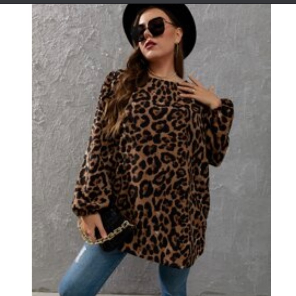 BROWN AND BLACK LEOPARD PRINT BLOUSE